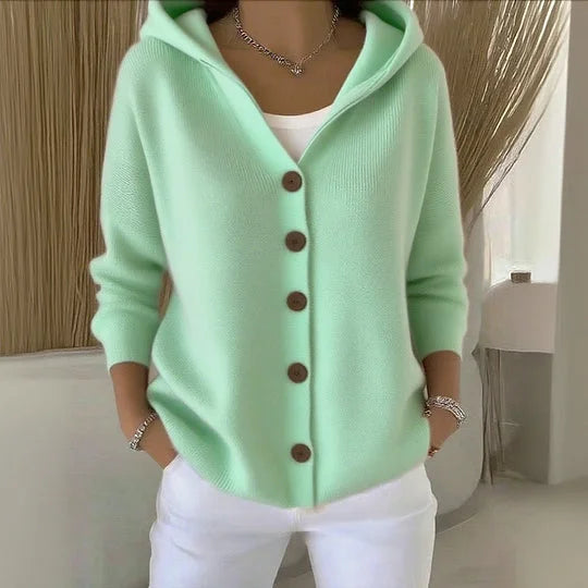 Cardigan med hætte og knapper