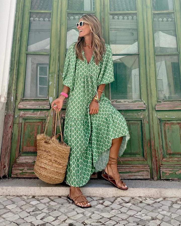 Elin | Maxi Kjole i Boho Bomuld