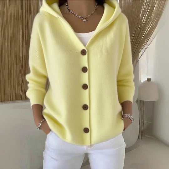 Cardigan med hætte og knapper