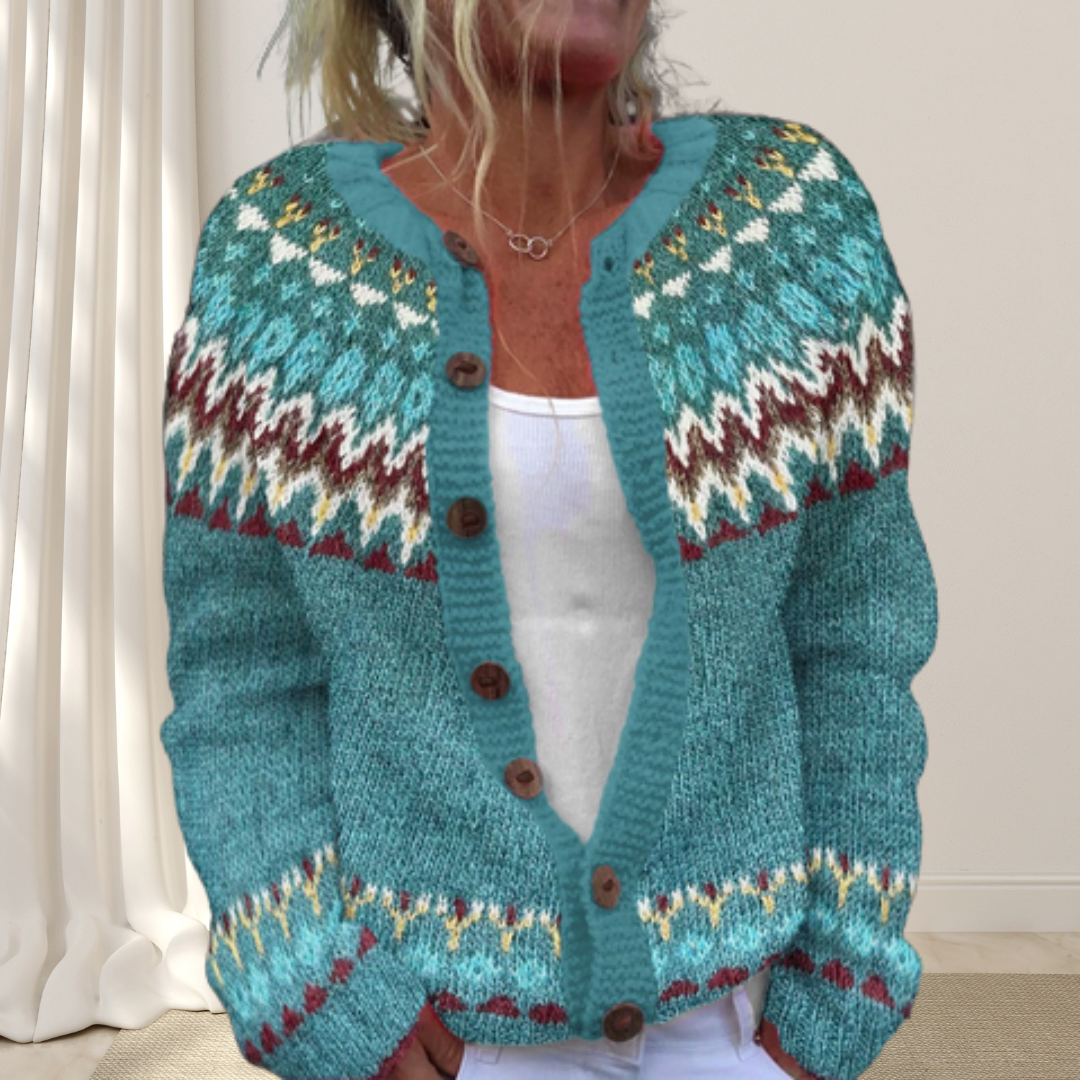 Løst strikket, elegant cardigan med mønster