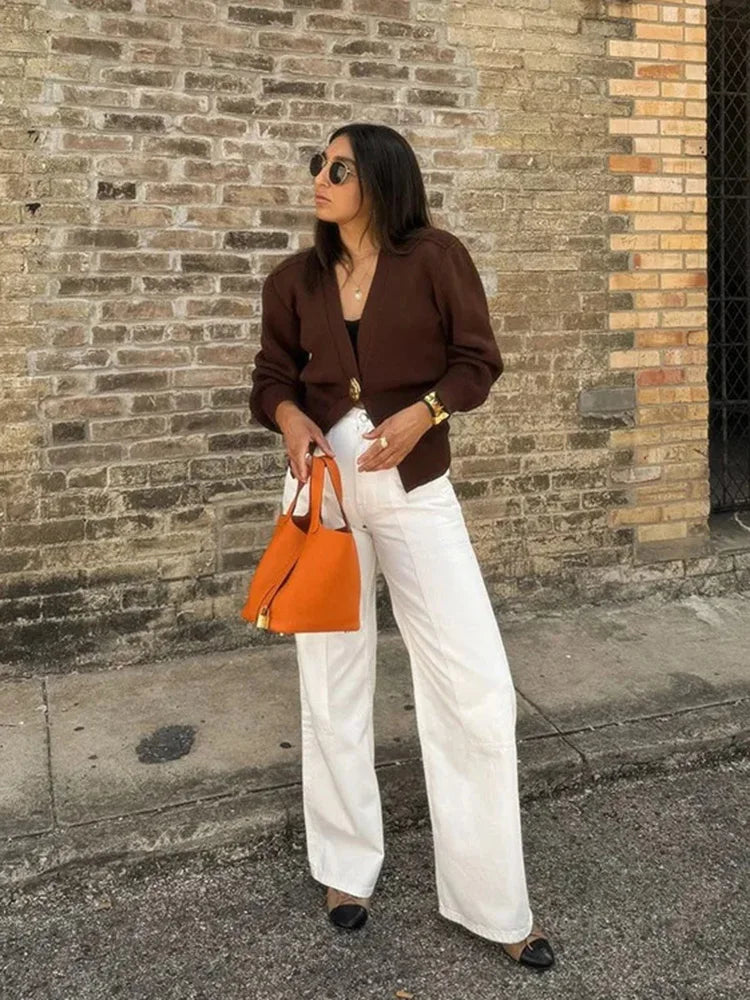 Flavie | Elegant Cardigan med Guldknap