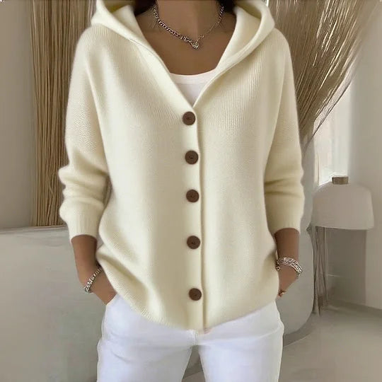 Cardigan med hætte og knapper